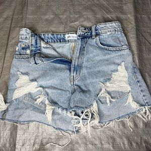 Zara Distressed Denim Shorts